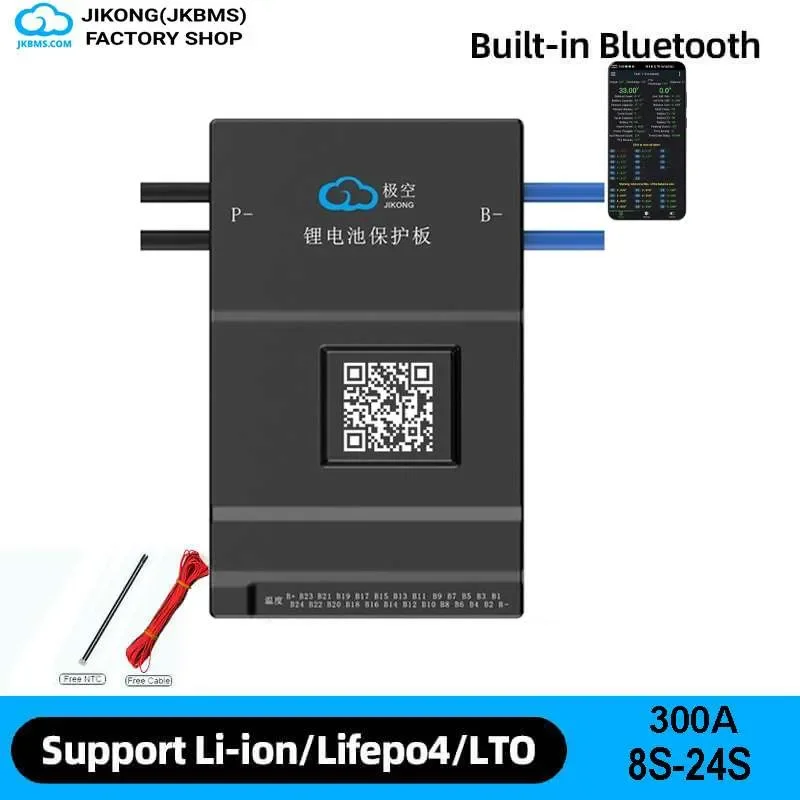JK BMS JK-BD6A24S30P | 300A Continuous Discharge | 0.6A Active Balancer | 8S-24S LiFePO4/Li-ion/LTO Smart BMS — JK (Jikong BMS)