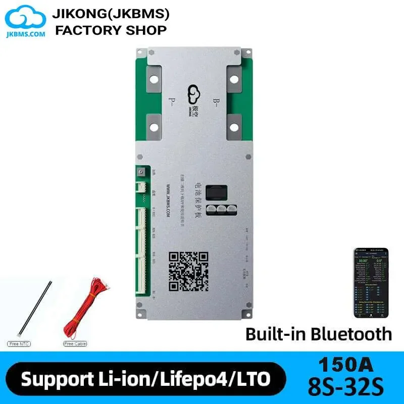 JK BMS V20 BD6A32S15P | 150A Continuous Discharge | 0.6A Active Balancer | 8S-32S LiFePO4/Li-ion/LTO Smart BMS — JK (Jikong BMS)